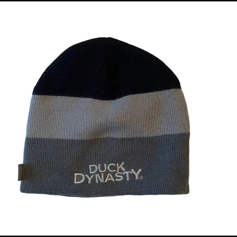 Duck Dynasty Colorblock Gray Black Winter Knit Beanie Hat